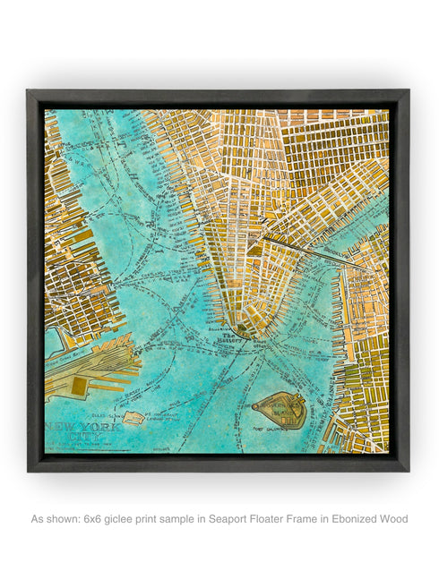 Manhattan Map | Framed Giclee Print on Canvas